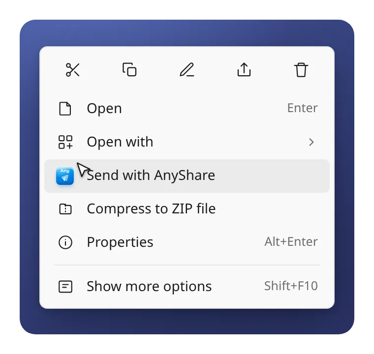 Mit AnyShare senden im Windows-Rechtsklick-Menü