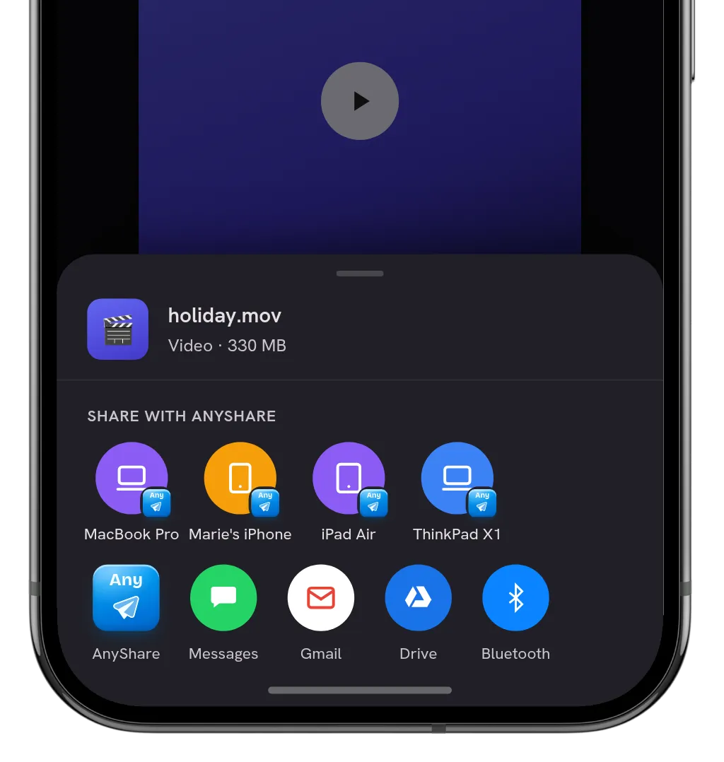 AnyShare im Android-Teilen-Menü